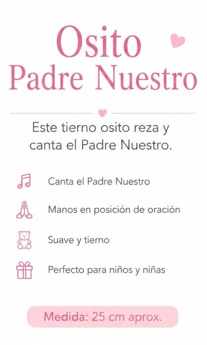 🧸 Osito Padre Nuestro que Canta | Peluche de 25 cm con Sonido - Image 5