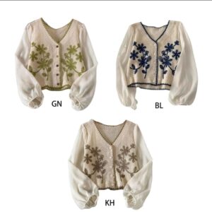 Cardigan corto -  bordado floral - Imagen 2