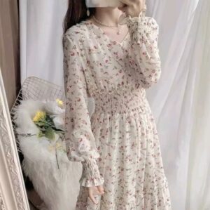 Vestido largo floral - albaricoque - Imagen 2