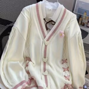 Cardigan bordado con lazo