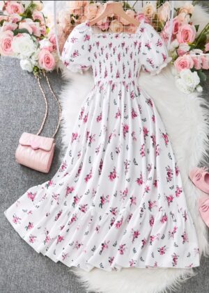 🌸Vestido Blanco con Flores 🌸