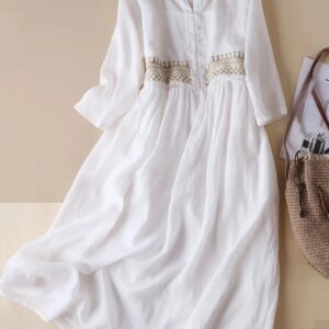Vestido blanco de lino Vintage