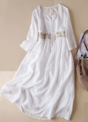 Vestido blanco de lino Vintage
