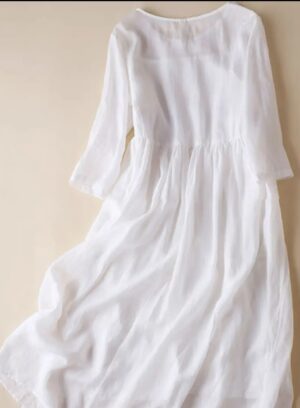 Vestido blanco de lino Vintage - Image 2