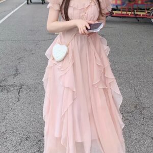 Vestido de Volantes Estilo Francés