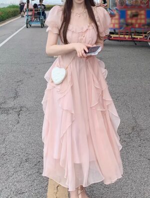 Vestido de Volantes Estilo Francés