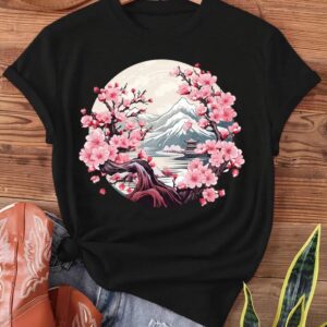 Camiseta Negra 🌸Flor de Cerezo🌸