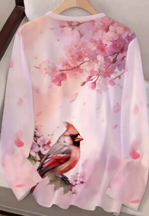 Camiseta manga larga 🌸Flor de Cerezo y pajarito🌸 - Imagen 5