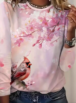 Camiseta manga larga 🌸Flor de Cerezo y pajarito🌸
