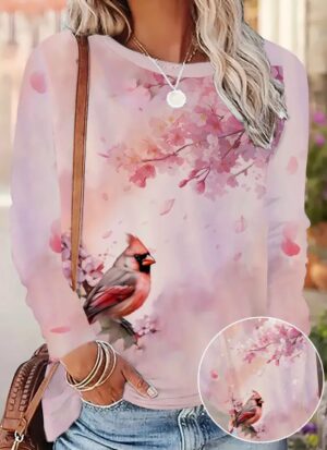 Camiseta manga larga 🌸Flor de Cerezo y pajarito🌸 - Imagen 4