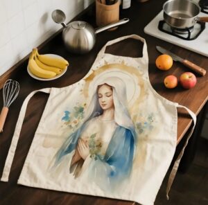 Delantal de cocina  Virgen María en Acuarela - Image 2