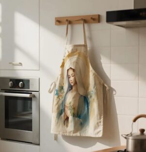 Delantal de cocina  Virgen María en Acuarela - Image 3