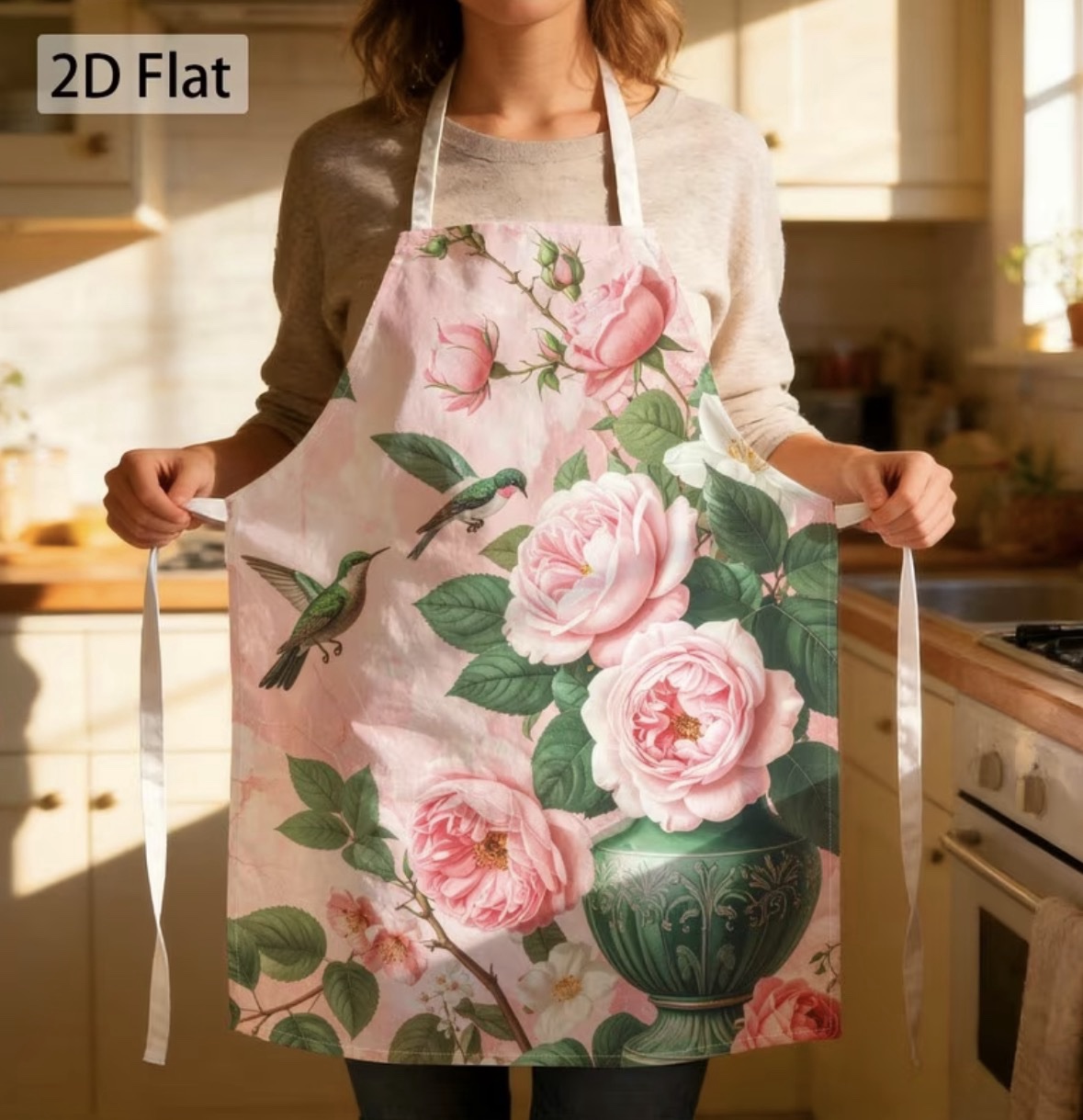 Delantal de cocina 🌹 y colibrí