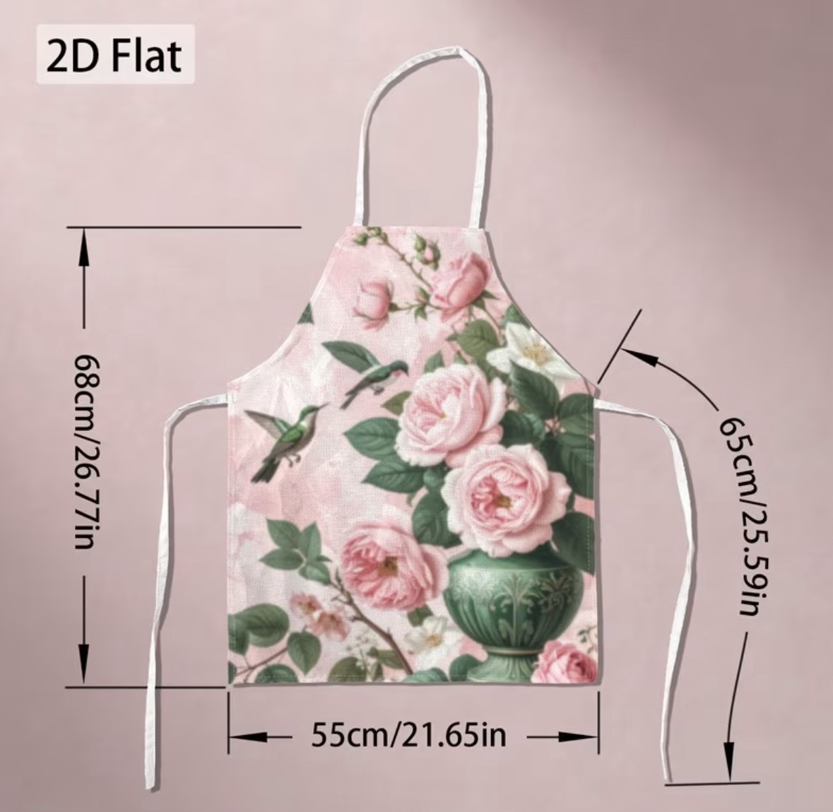 Delantal de cocina 🌹 y colibrí - Image 4