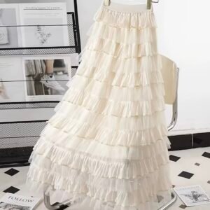 Falda Midi Francesa de Tul en Capas – Étoile Blanche