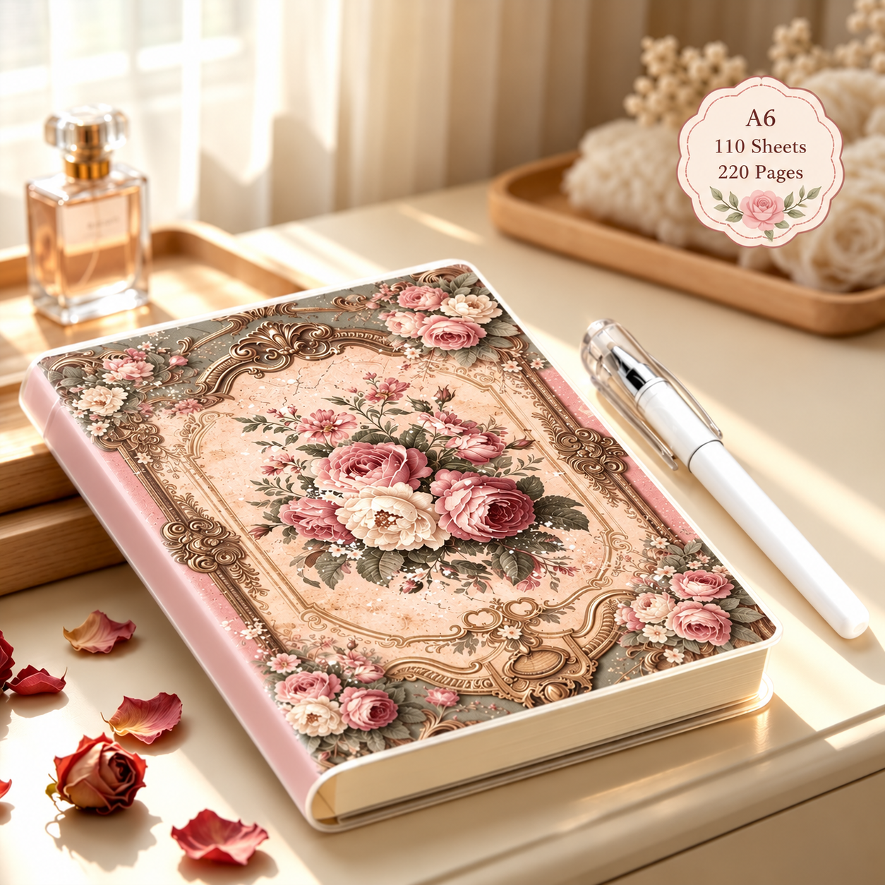 Libreta Mini Floral y Esfero Blanco 🌸